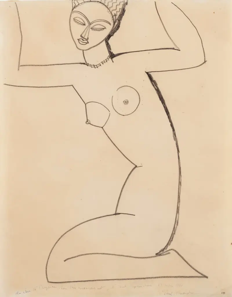 Cariatide agenouillée et assise sur les talons av Amedeo Modigliani