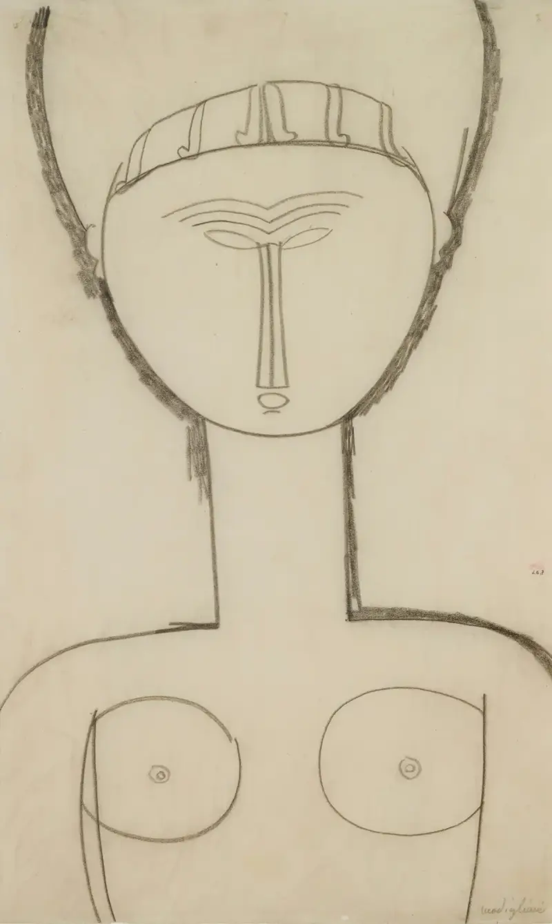 Cariatide, vue de face, demi-figure av Amedeo Modigliani