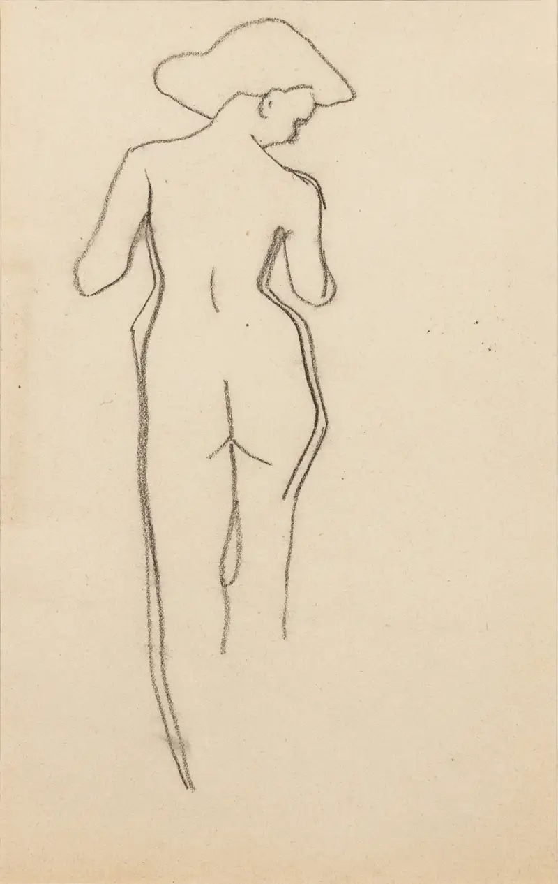 Esquisse de femme nue de dos av Amedeo Modigliani