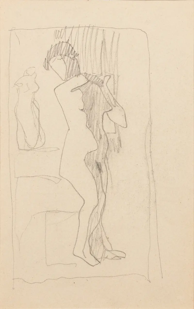 Stående naken kvinna i trekvartsvy mot höger, 1905 – nr 1 av Amedeo Modigliani