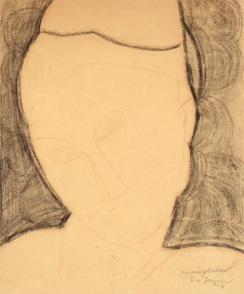 Frontaler Frauenkopf, nach links geneigt av Amedeo Modigliani