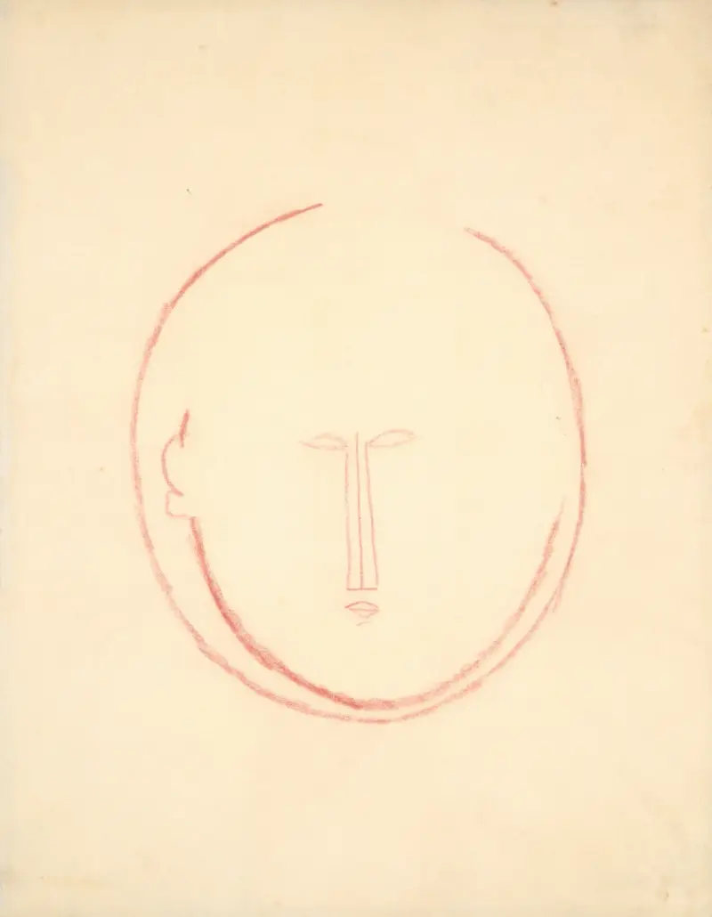 Frontaler runder Kopf von Amedeo Modigliani
