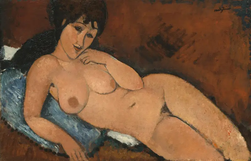 Nude on a Blue Cushion av Amedeo Modigliani