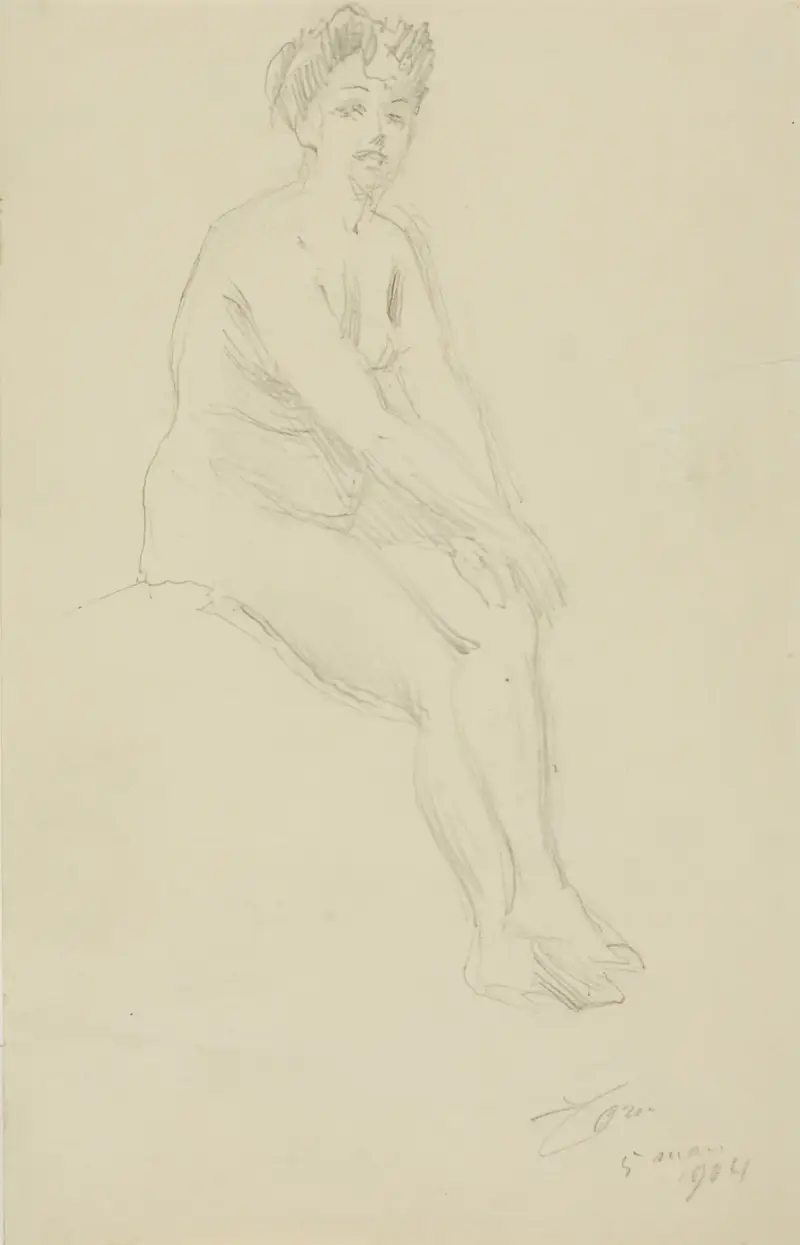 Siedząca naga kobieta, Anders Zorn