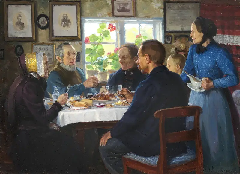 Besøg hos Væver Hans Nielsen. Abbednæs av Hans Andersen Brendekilde