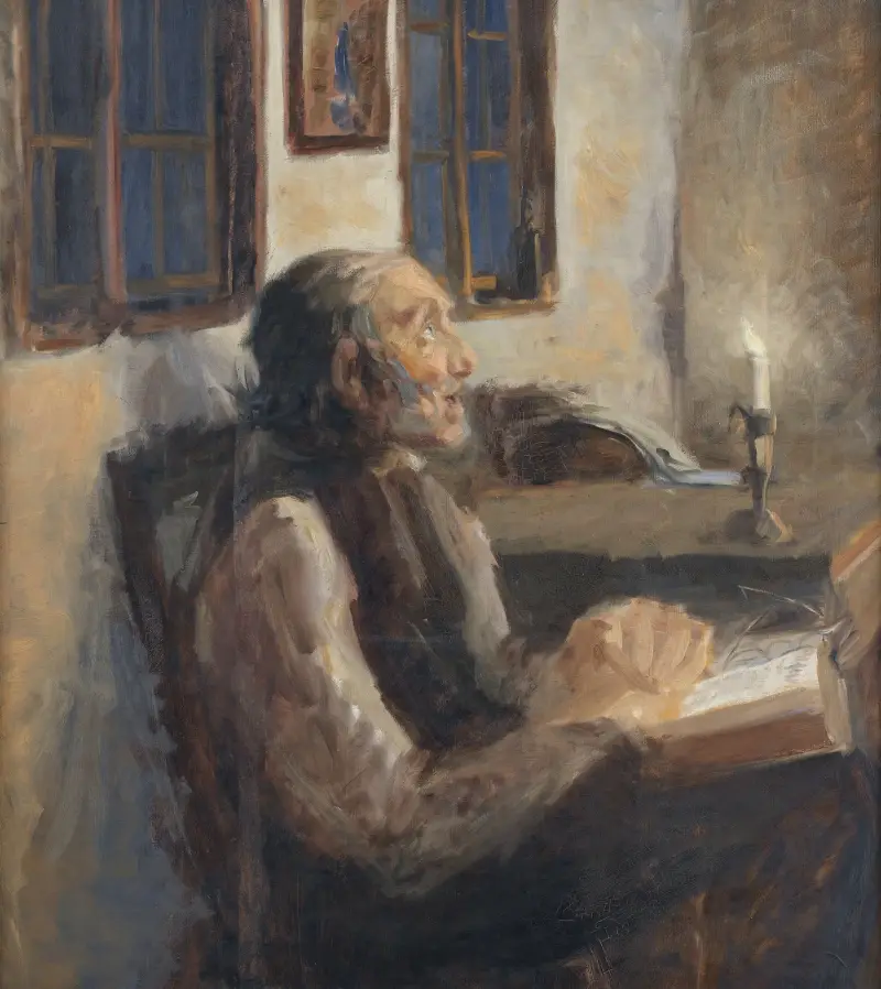 Stařec u svíčky, Hans Andersen Brendekilde