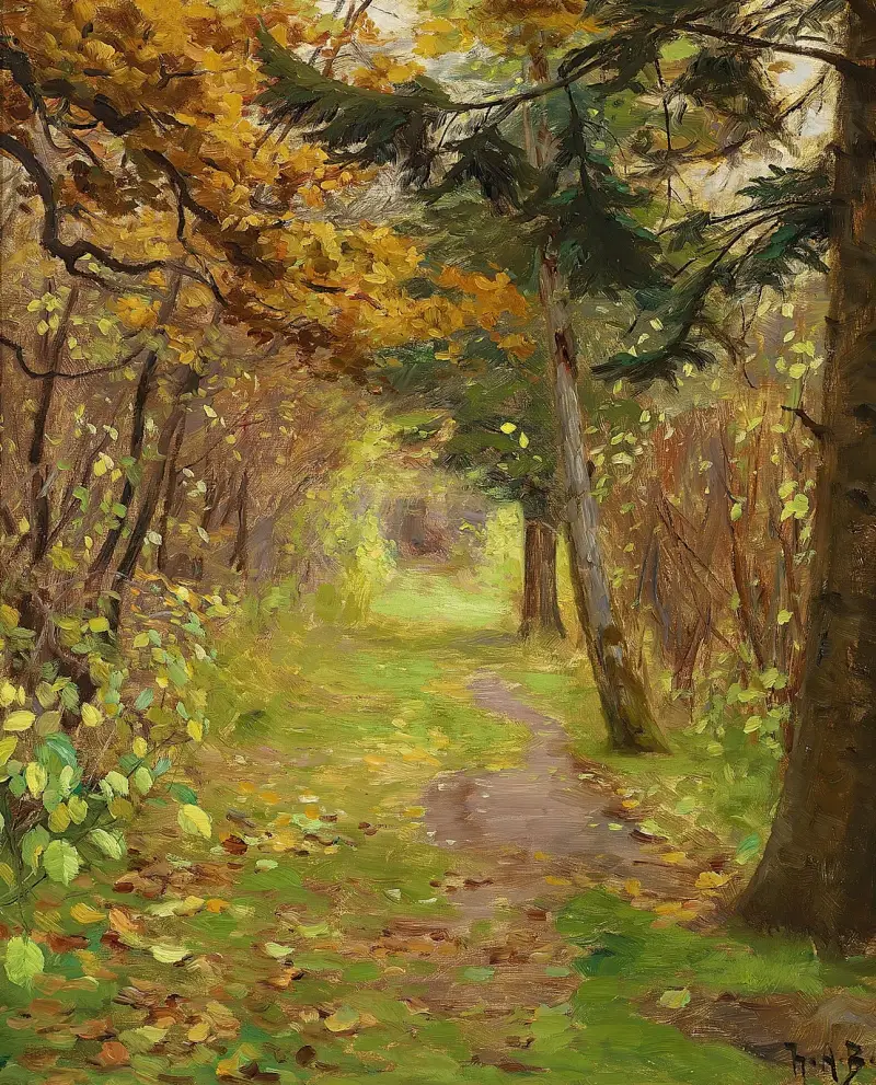 Podzimní den v lese, Hans Andersen Brendekilde