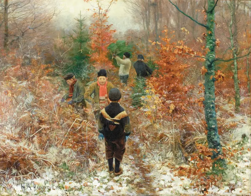 Weihnachtsbaumfällen von Hans Andersen Brendekilde