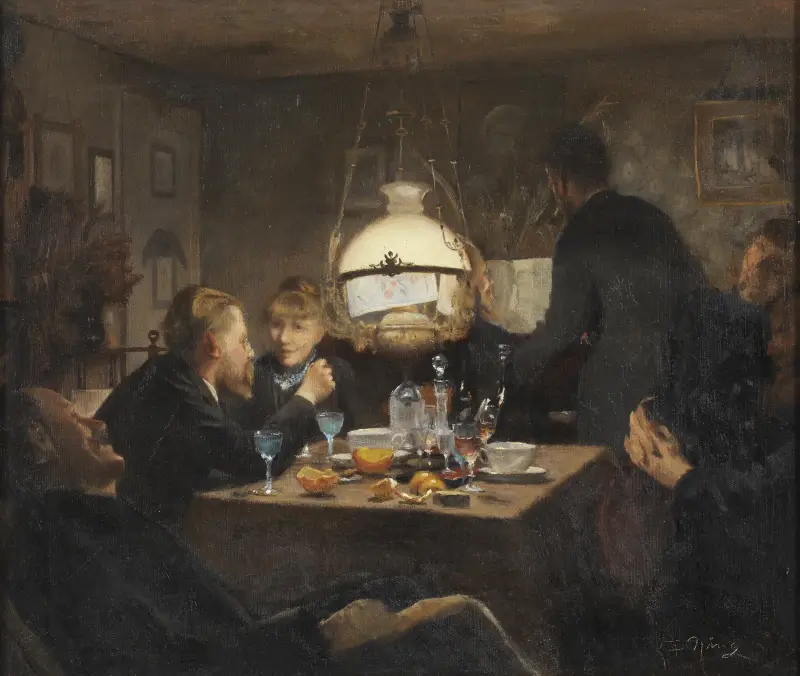Towarzystwo w wieczornym świetle, Laurits Andersen Ring