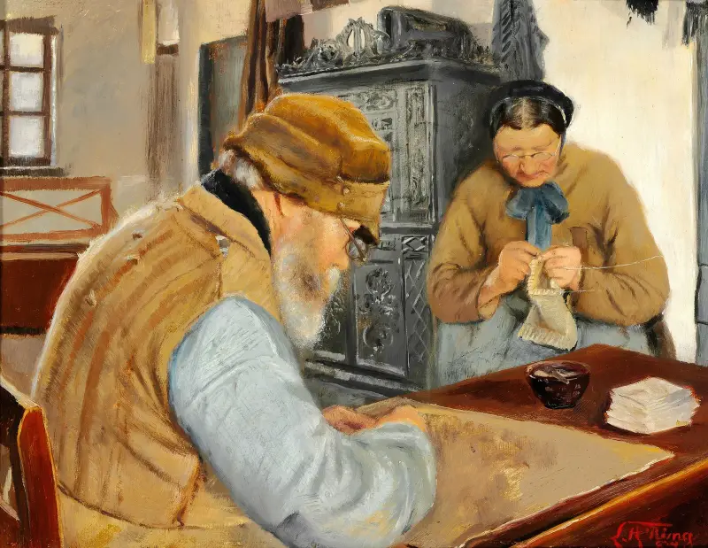 Husmandsvolk im Dorf Ring von Laurits Andersen Ring