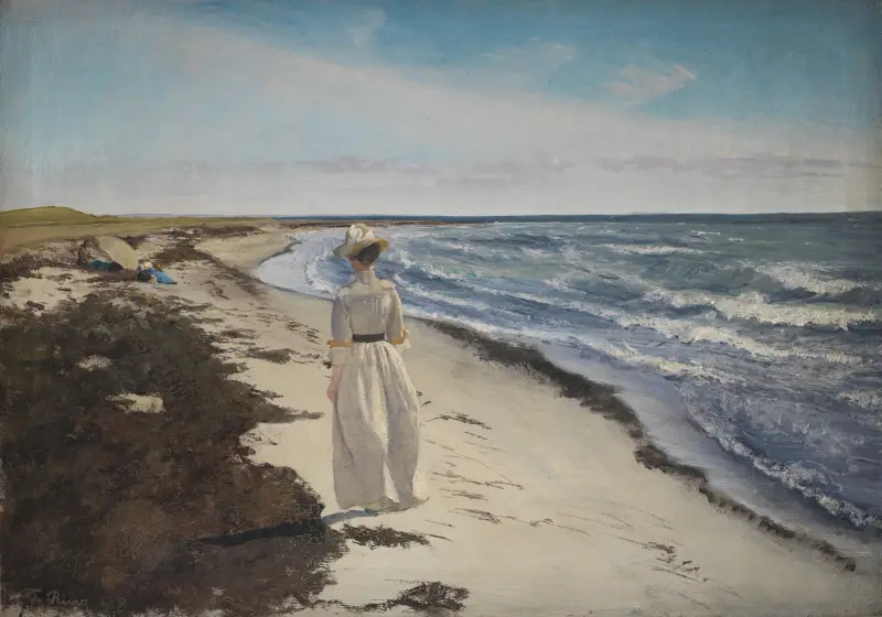 Dame på stranden vid Karrebæksminde, Själland av Laurits Andersen Ring
