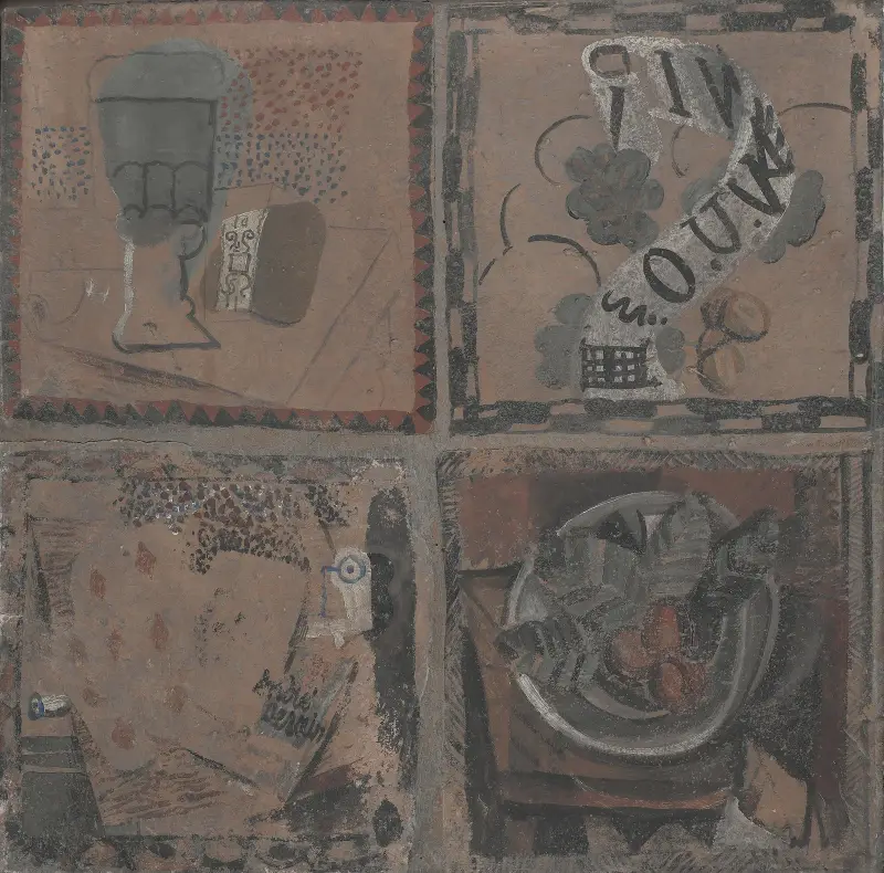 Four paintings on tile (Quatre peintures sur un carreau) Avignon, France av André Derain