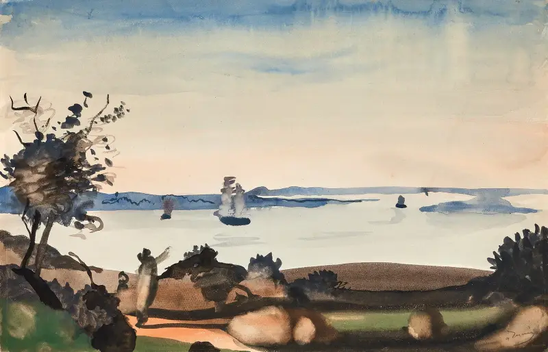 Paysage au bord de la mer av André Derain