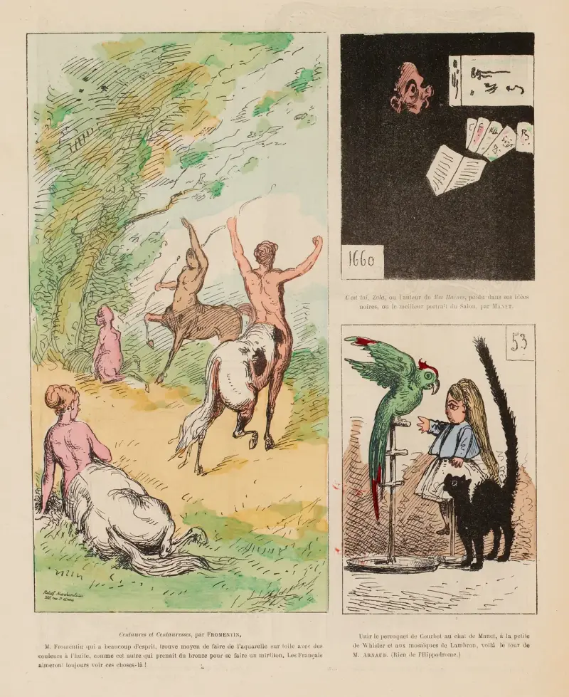 Kentaver och kentaurinnor, av Fromentin, Manet och M. Arnaud av André Gill