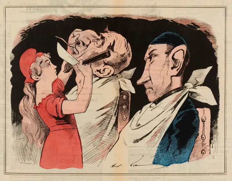 La toilette, par Gill Deux barbes av André Gill