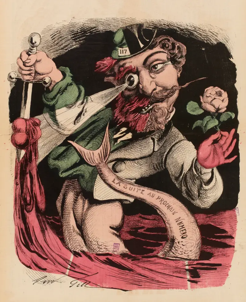 Authentisches Porträt von Rocambole von André Gill