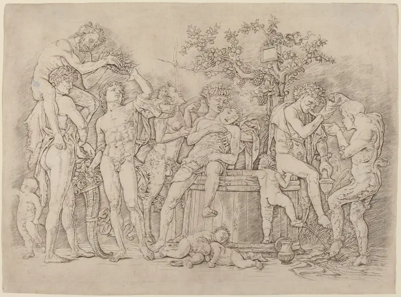 Bacchanal with a Wine Vat, 1475 – nr 1 av Andrea Mantegna