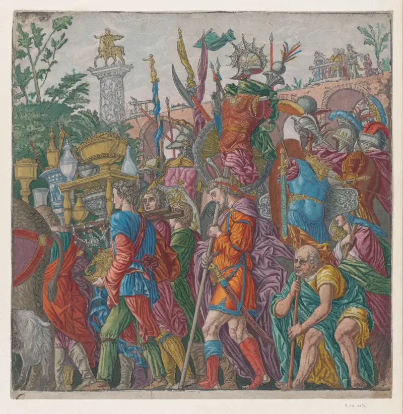 Män som bär troféer av Andrea Mantegna