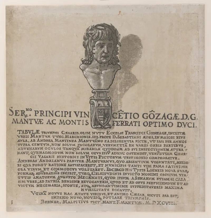 Title page, from ;The Triumph of Julius Caesar; av Andrea Mantegna