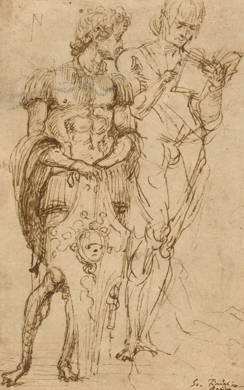 Two Standing Male Figures av Andrea Mantegna