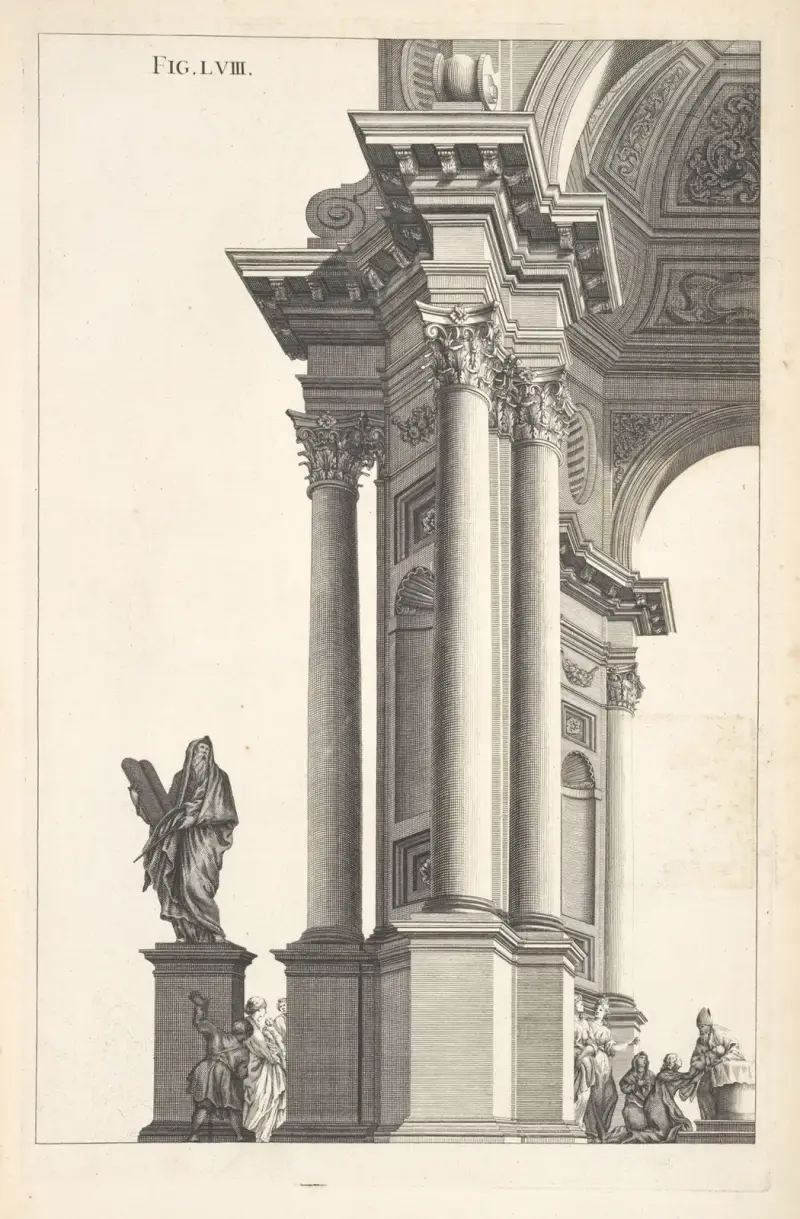 Part of an octangular work of the Corinthian order. av Andrea Pozzo