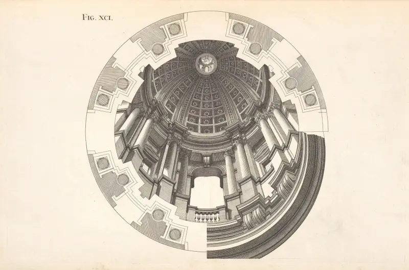 The cupola of the ninetieth figure, with its lights and shades av Andrea Pozzo