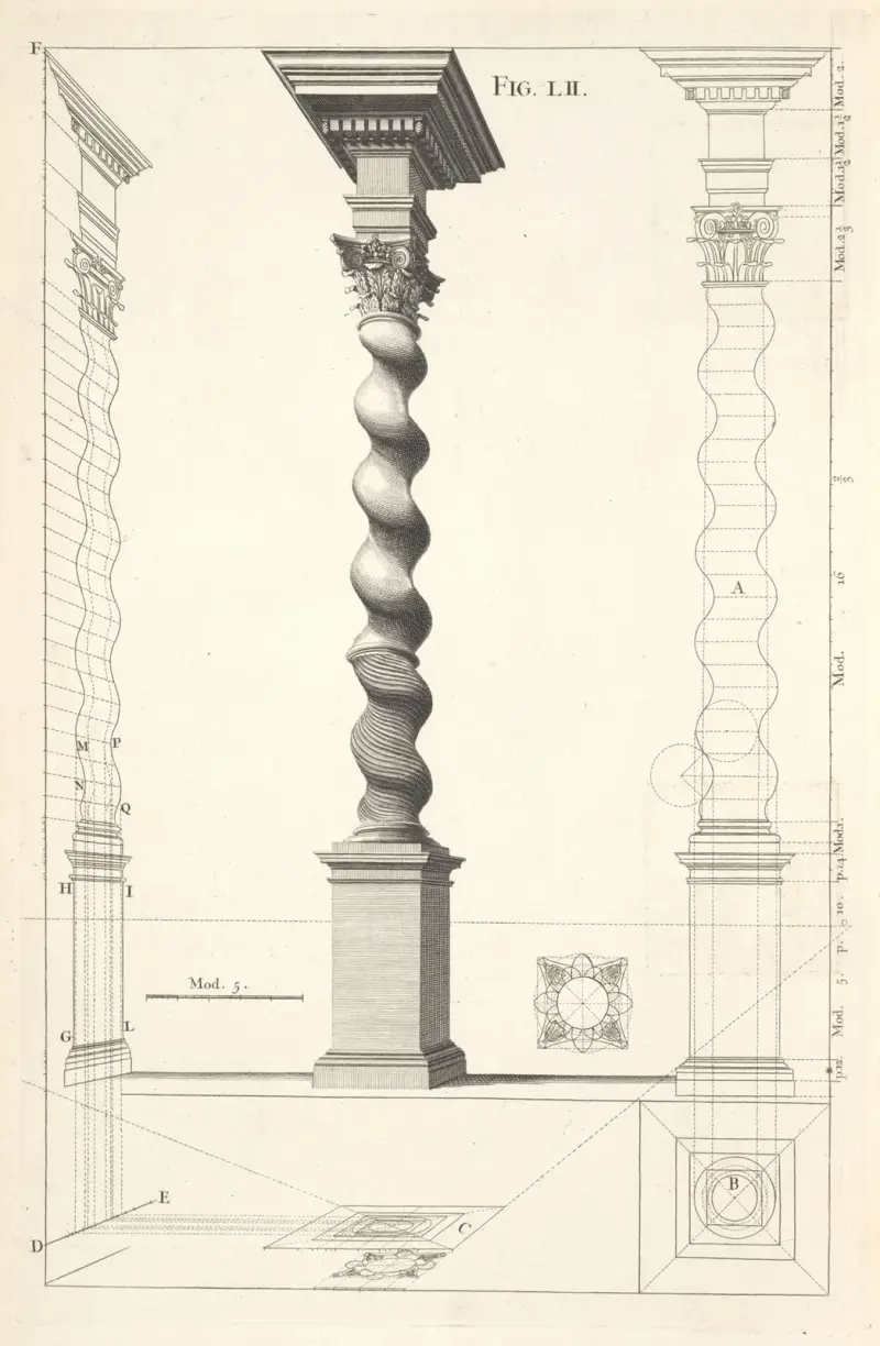 The description of a wreath’d column, of the composite order. av Andrea Pozzo