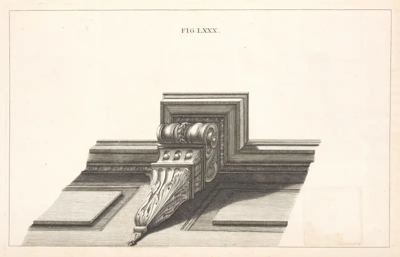 The horizontal projection of a shaded corbel. av Andrea Pozzo