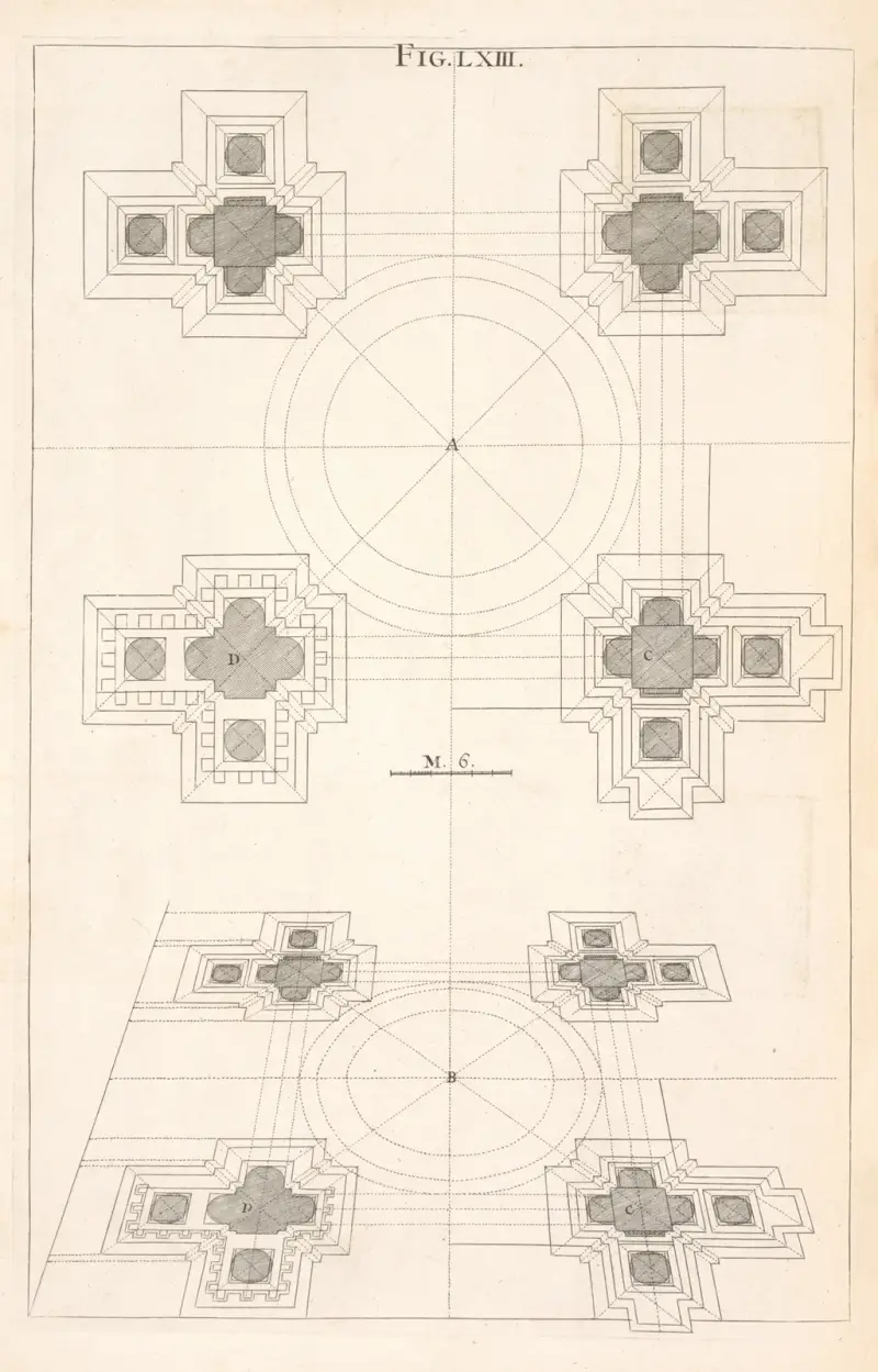 Plan av en kvadratisk design av Andrea Pozzo