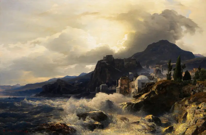Abendstimmung an der griechischen Küste av Andreas Achenbach