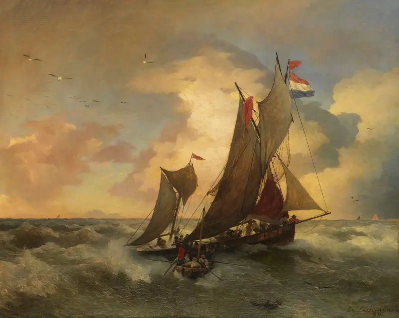 Na wzburzonym morzu, Andreas Achenbach
