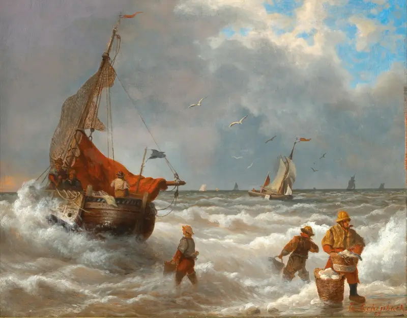 Fiskare på stranden av Andreas Achenbach