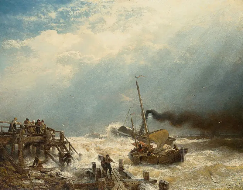 Hamnen i Ostende av Andreas Achenbach
