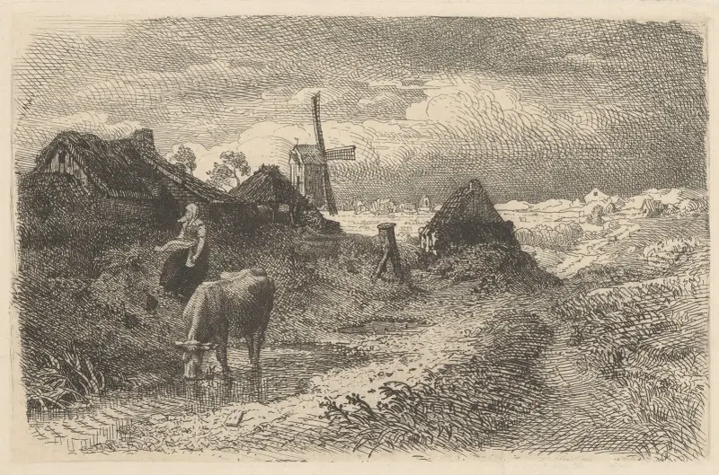 Krajobraz z krową, Andreas Achenbach