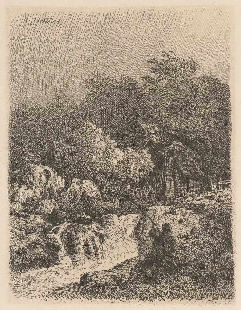 Landscape with a Fisherman av Andreas Achenbach
