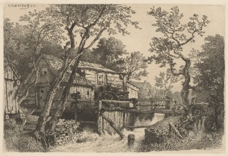 Krajina s mlýnem, Andreas Achenbach