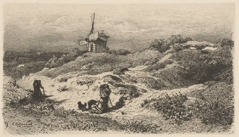 Krajina s větrným mlýnem, Andreas Achenbach