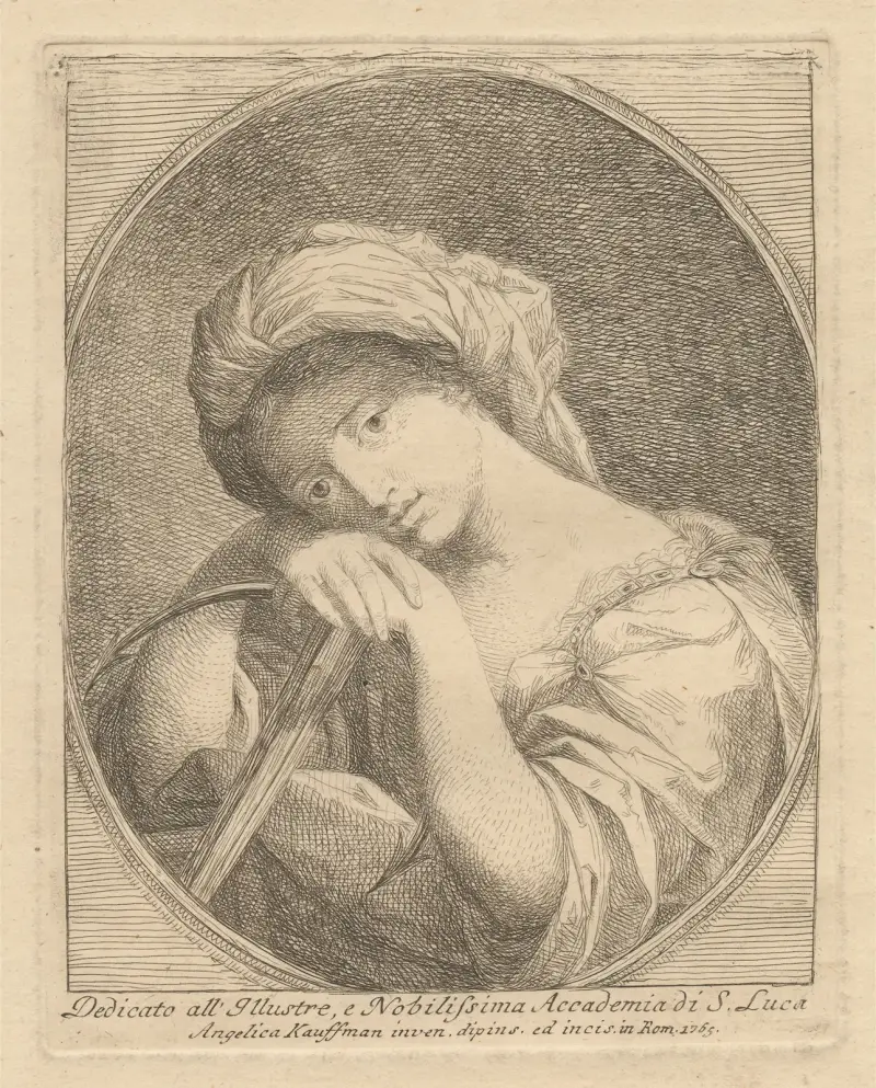 Büste einer jungen Frau mit Blumen im Haar von Angelica Kauffmann