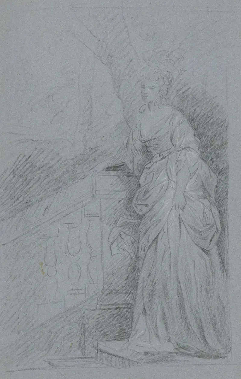 Dam i helfigur på en yttertrappa av Angelica Kauffmann