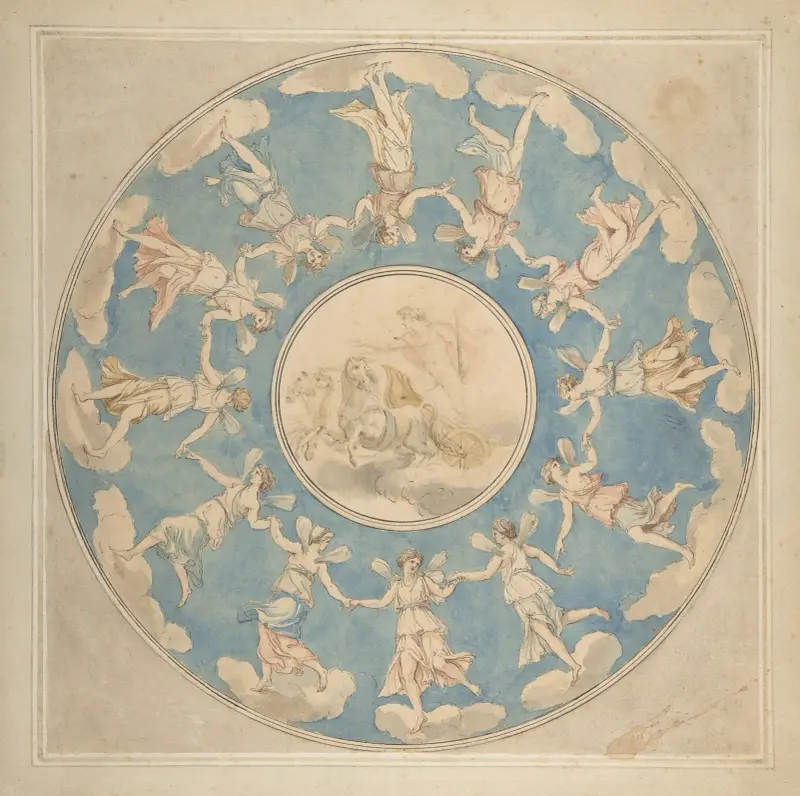 Takdekoration: Apollo och timmarna av Angelica Kauffmann