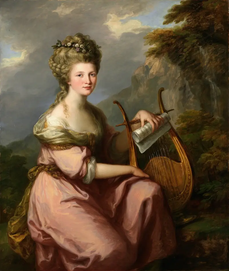 Portrait of Sarah Harrop (Mrs. Bates) as a Muse av Angelica Kauffmann