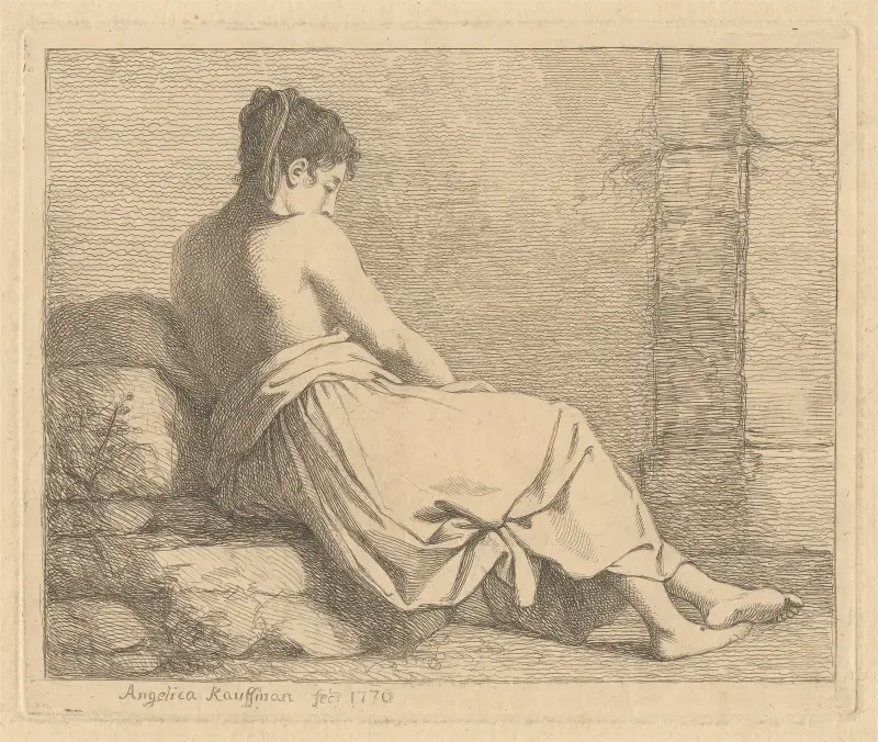 Seated Woman, Le Blanc 20 av Angelica Kauffmann