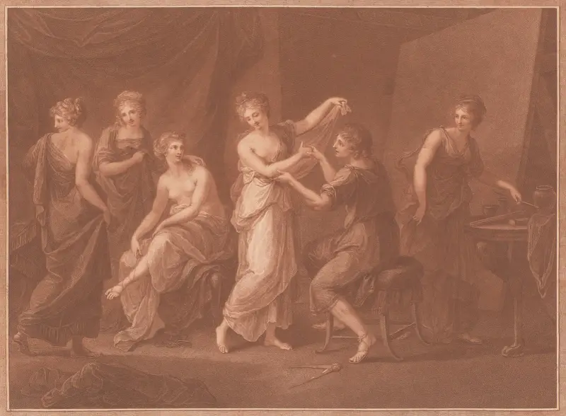 Zeuxis komponerar bilden av Juno av Angelica Kauffmann