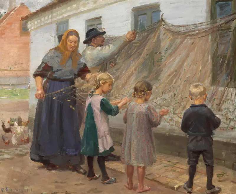 Czyszczenie sieci rybackich, Anna Ancher