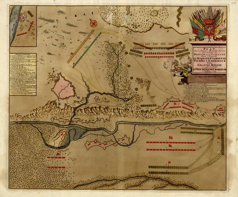 Plan de la fameuse bataille donnee aux environs de Poltawa en Urcaine av Anna Beek