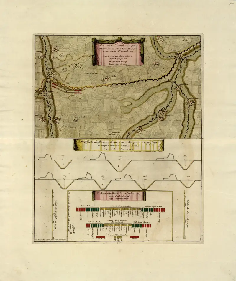 Plan de la situation du payx et ligne ennemis entre la riviere Mahangne av Anna Beek