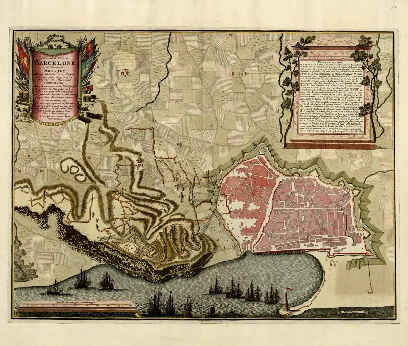 Plan över staden Barcelona och slottet Montjuïc i Haag av Anna Beek