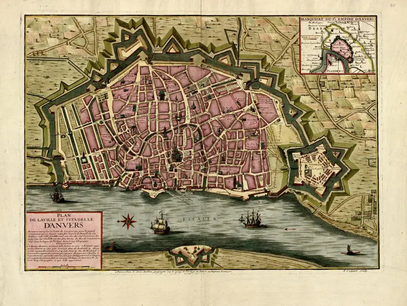 Plan över staden och citadellet i Antwerpen av Anna Beek