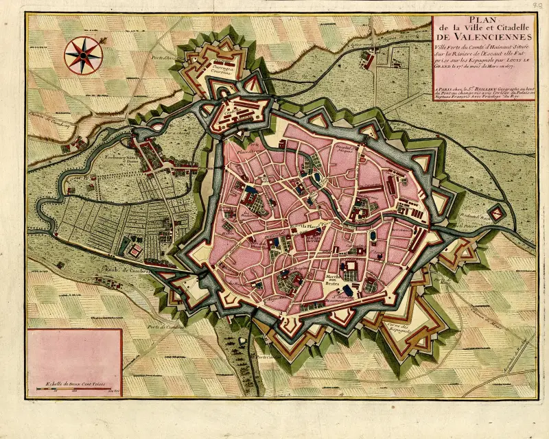 Karta över staden och citadellet i Valenciennes av Anna Beek