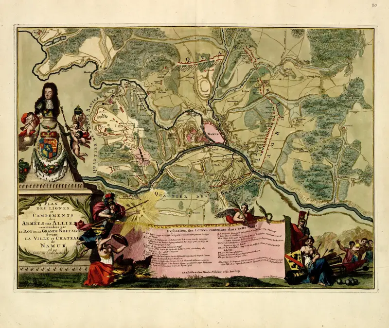 Plan des lignes…de la Grande Bretagne devant la ville et chateau de Namur av Anna Beek